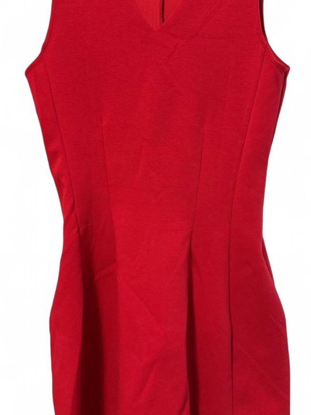 Amazon Red Sleeveless Midi Dress with V-Neck